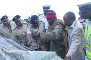 Police inspect the crash site