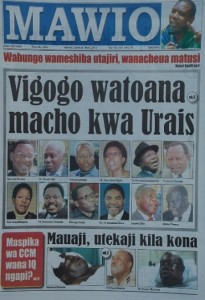 Newspaper cover featuring twelve people said to be eyeing the Presidency.