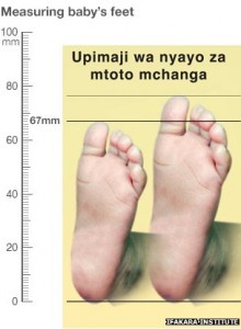 Chart to measure baby foot length