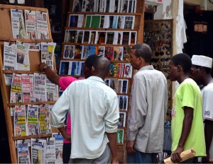 Newspapers on sale in Dar-es-Salaam 