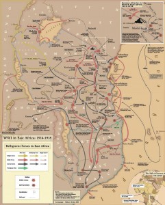 Map of the Great War in East Africa based on that by Mehmet Berker, wikipedia
