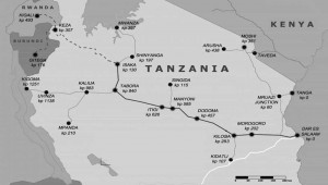 Map showing the Dar-Isaka line, with possible future links to Rwanda and Burundi.