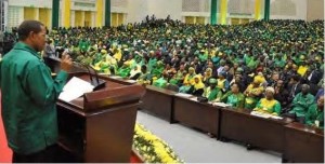 President Kikwete addessing the CCM congress in Dodoma