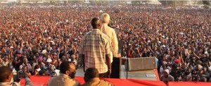 Mr Lowassa is being greeted by huge crowds as he tours the nation.