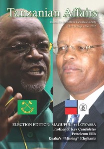 Cover features CCM presidential candidate, John Magufuli (left), and CHADEMA / UKAWA candidate, Edward Lowassa (right).