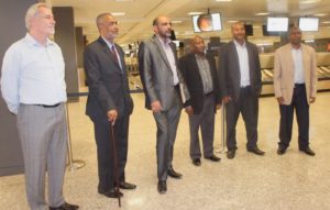 The CUF delegation with Seif Sharrif Hamad (second left) and Ismail Jussa (third left) arriving at Dules airport Washington DC on June 11.